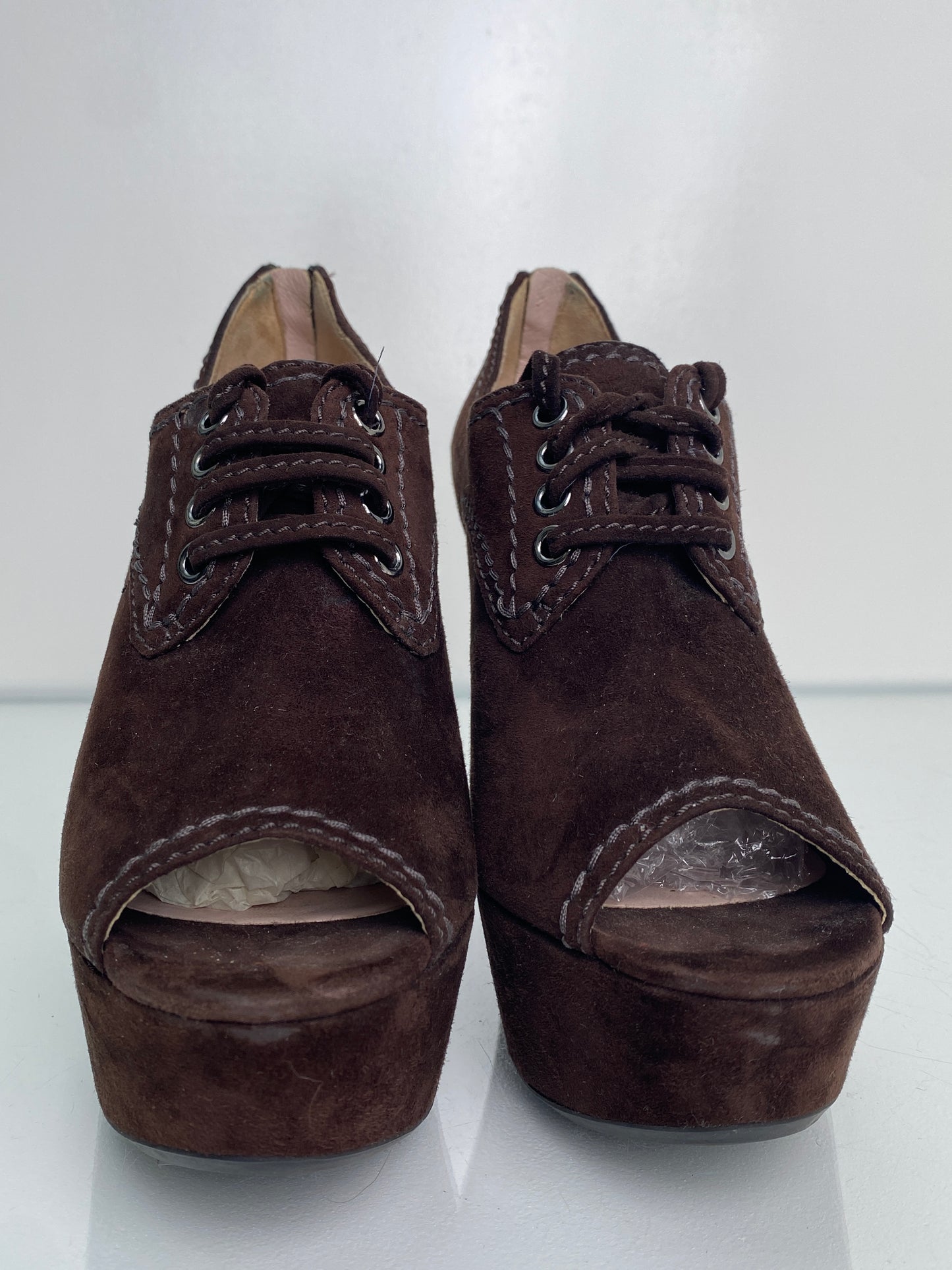 Miu Miu Brown Suede Wedges, 38.5