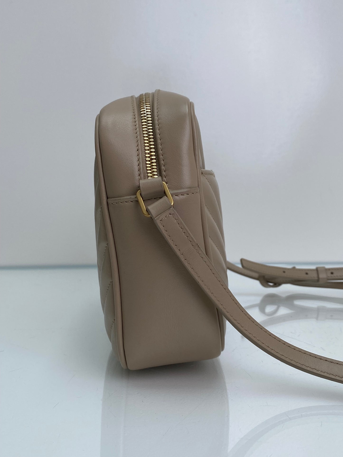 Saint Laurent Tan Lou Lou Crossbody Bag GHW