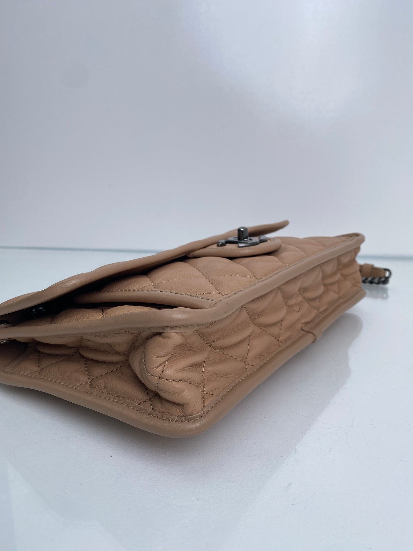 Chanel Beige French Riviera Calfskin Medium Flap RHW