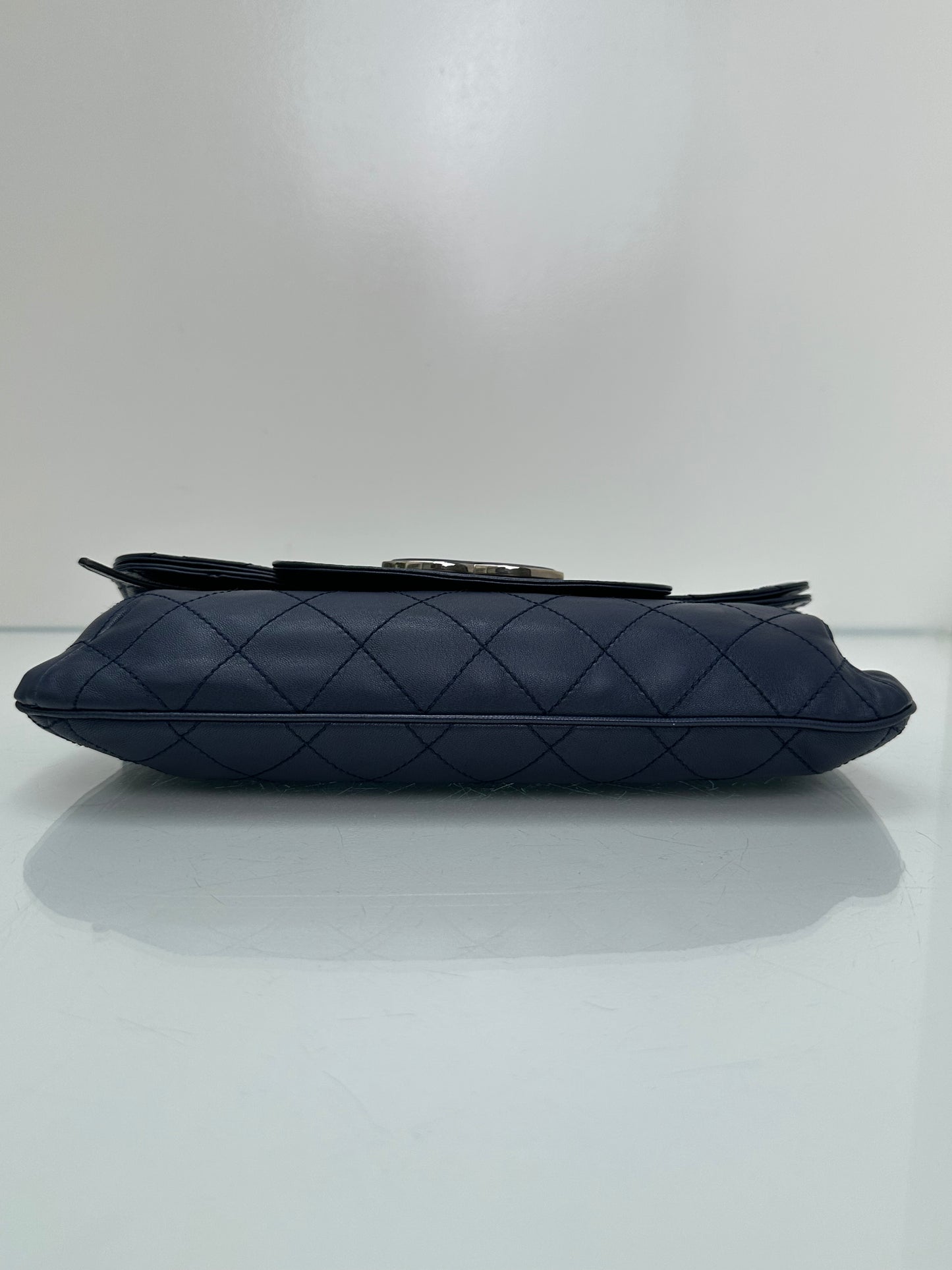 Chanel Blue Lambskin Quilted CC Clutch SHW #14