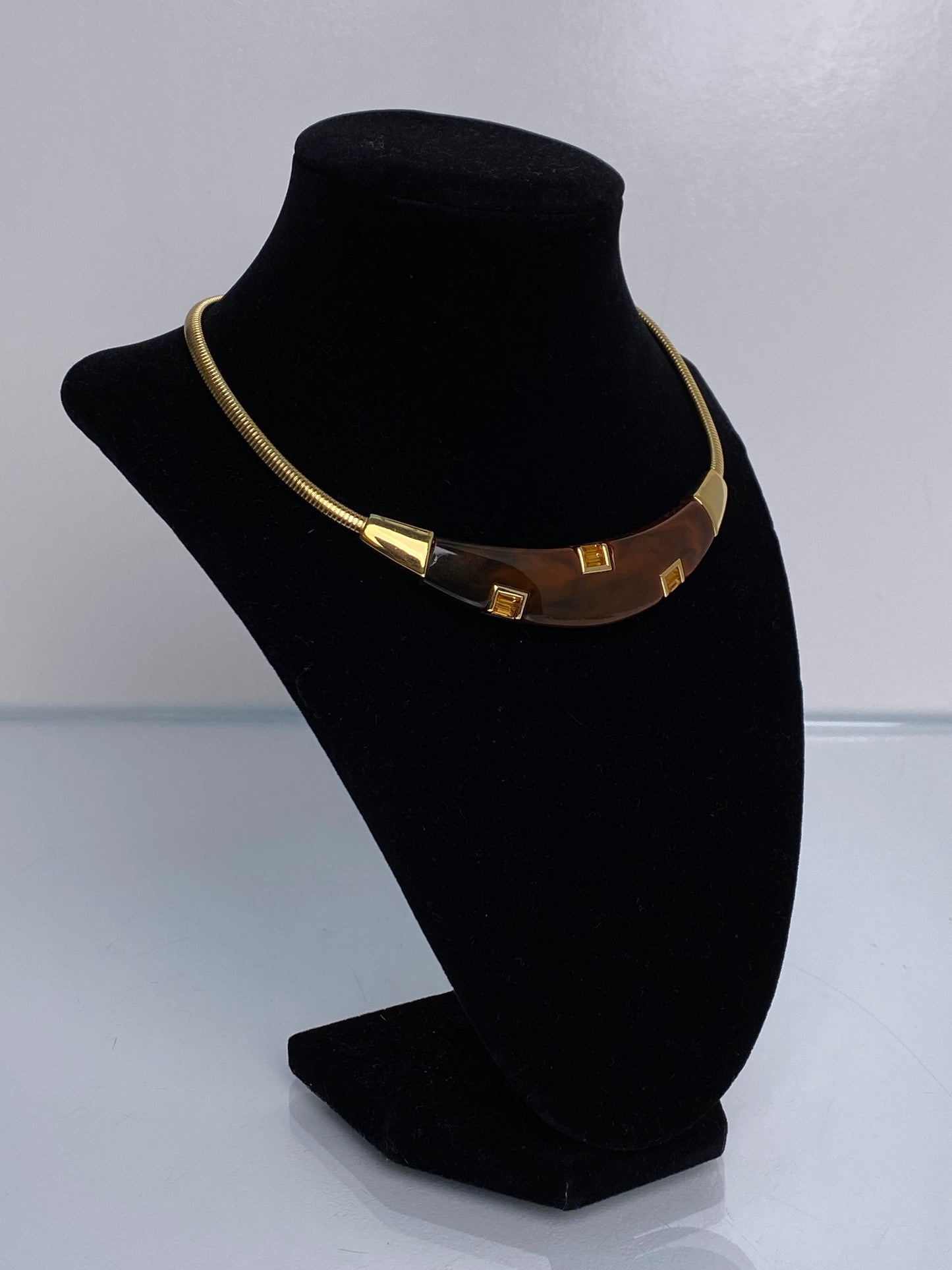 Givenchy Vintage Tortoise & Gold Choker Necklace