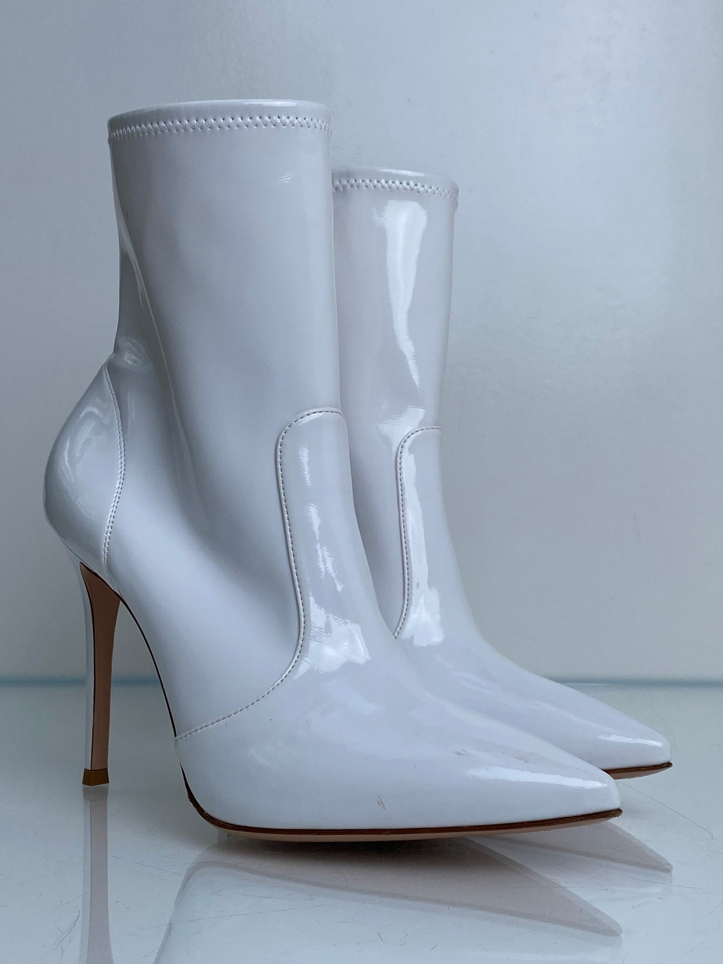 Gianvito Rossi White Patent Booties, 39