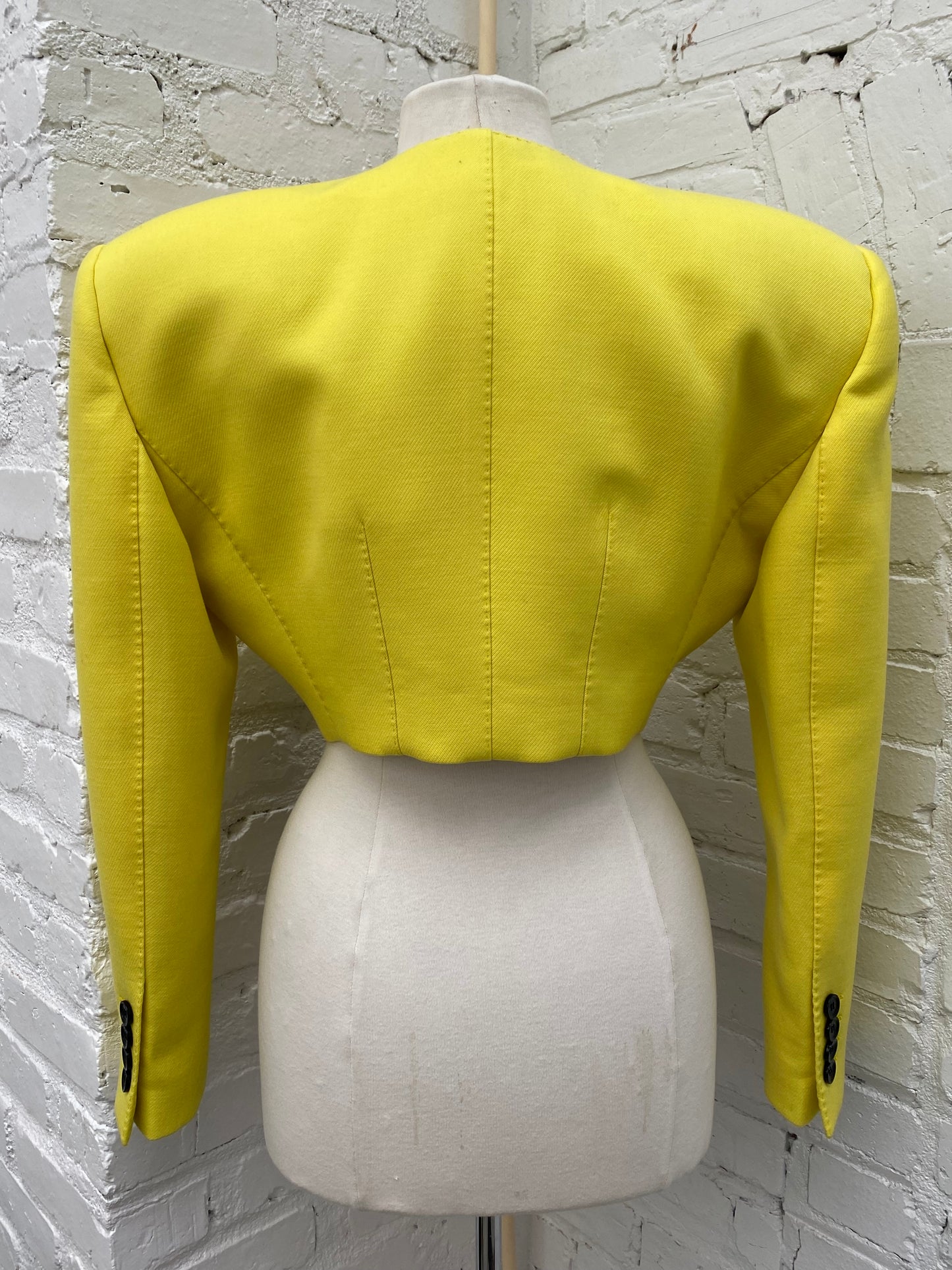 Dolce & Gabbana Yellow & Black Buttons Cropped Blazer, 44