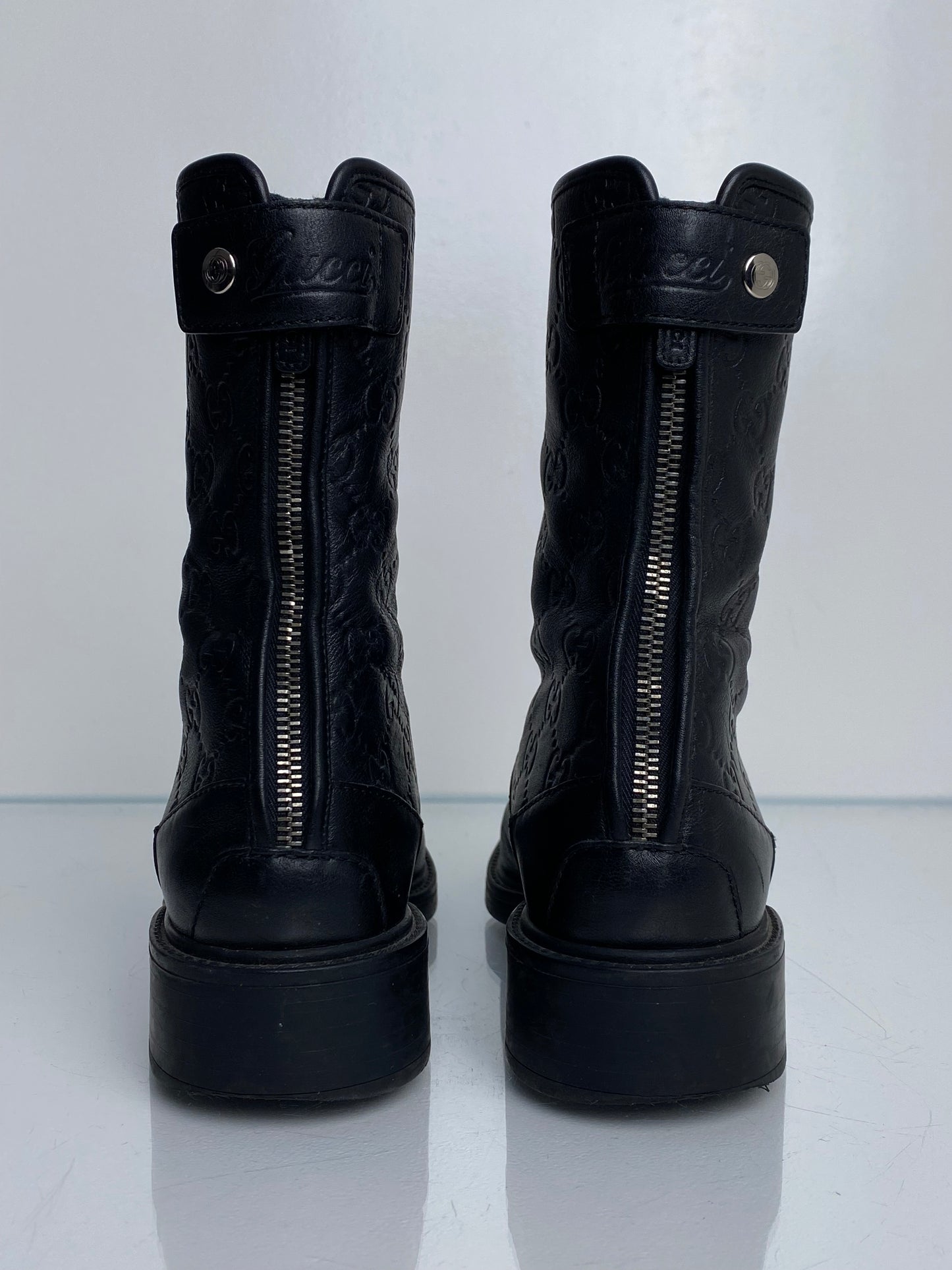 Gucci Black Microguccissima Black Moto Boots, 36