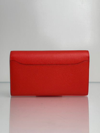 Hermes Constance Long Wallet Epsom Rose Texas GHW