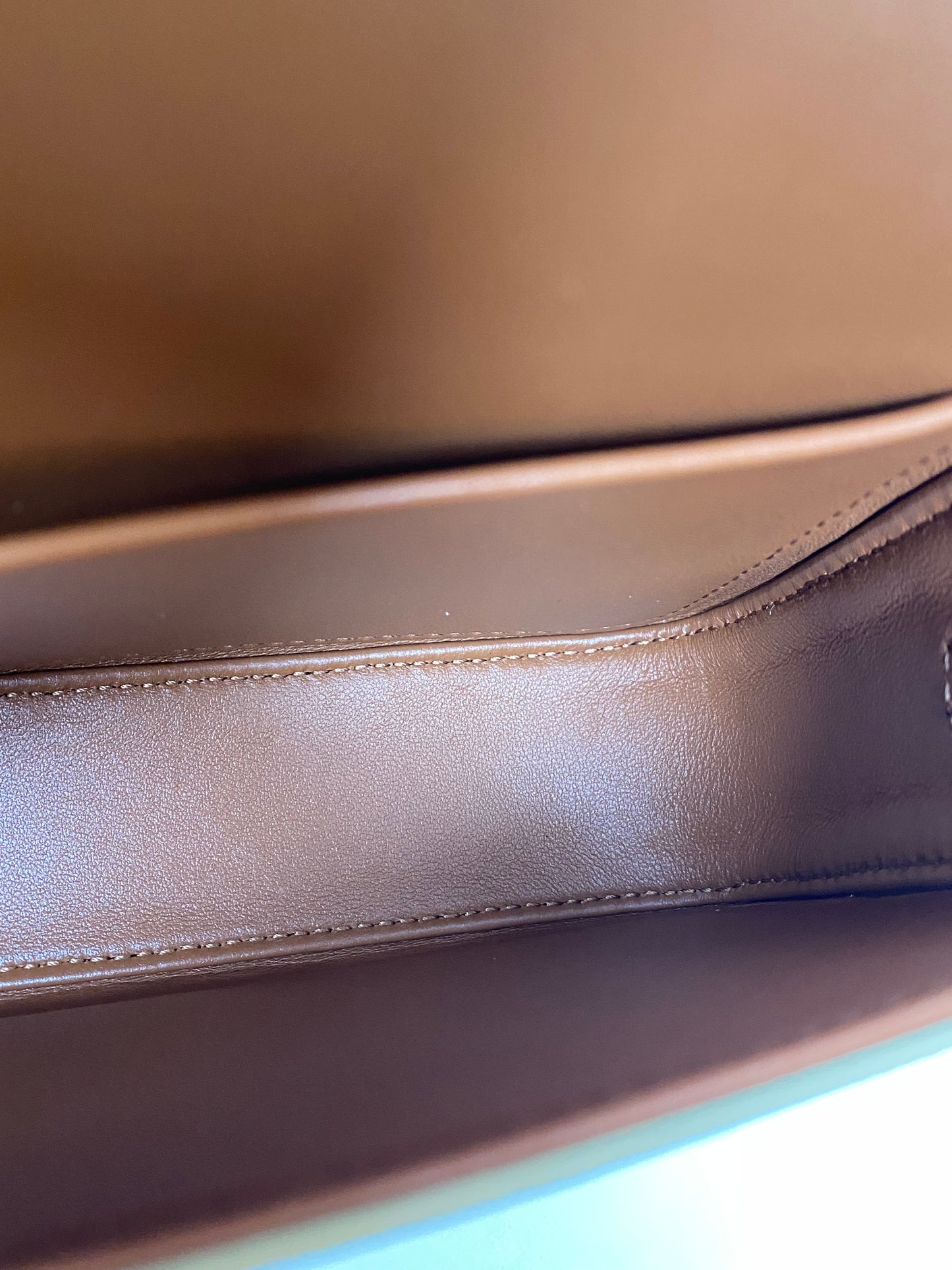 Celine White & Brown Triomphe Claude Shoulder Bag GHW