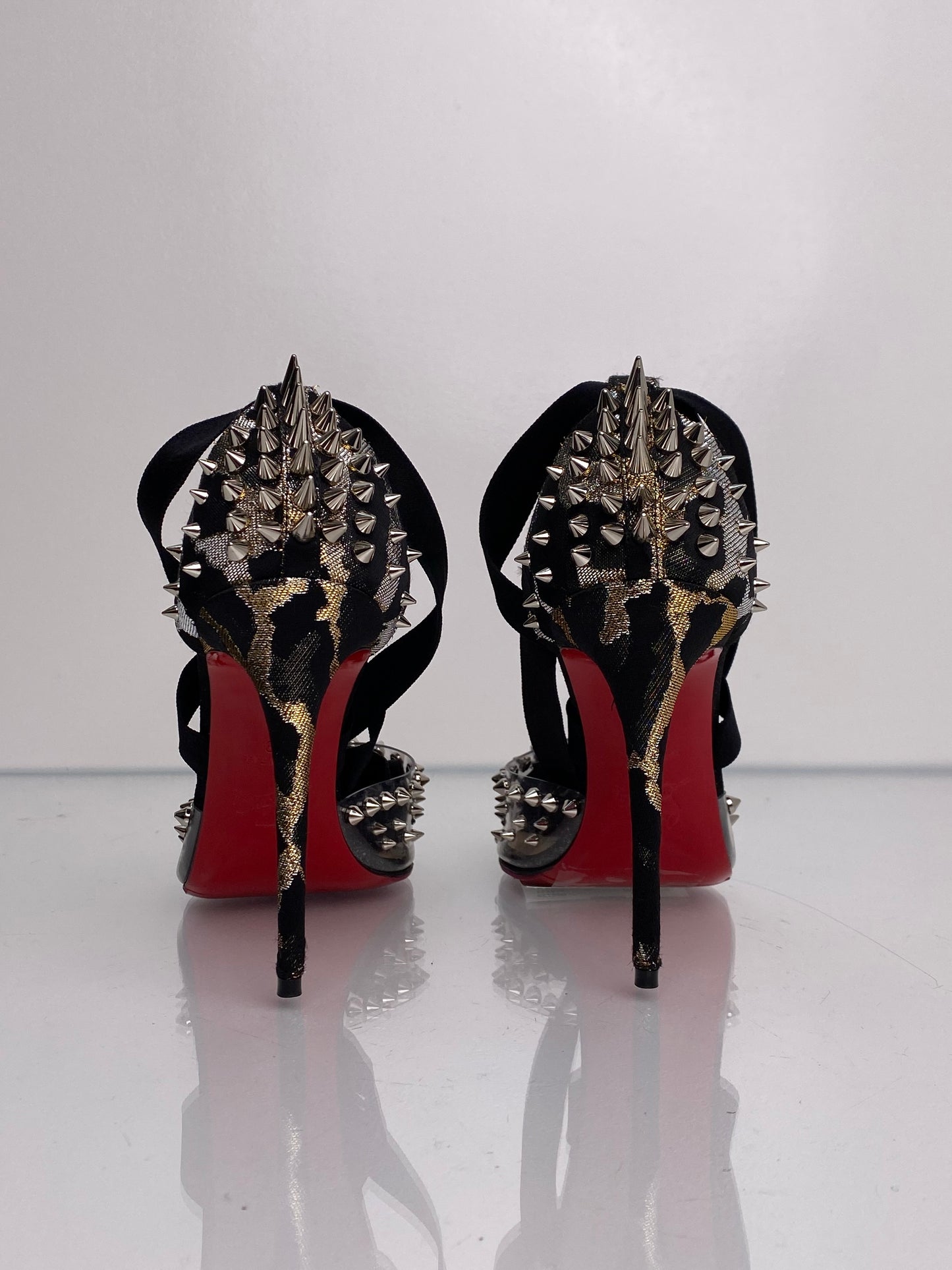 Christian Louboutin Clear & Leopard Spiked Heels, 39