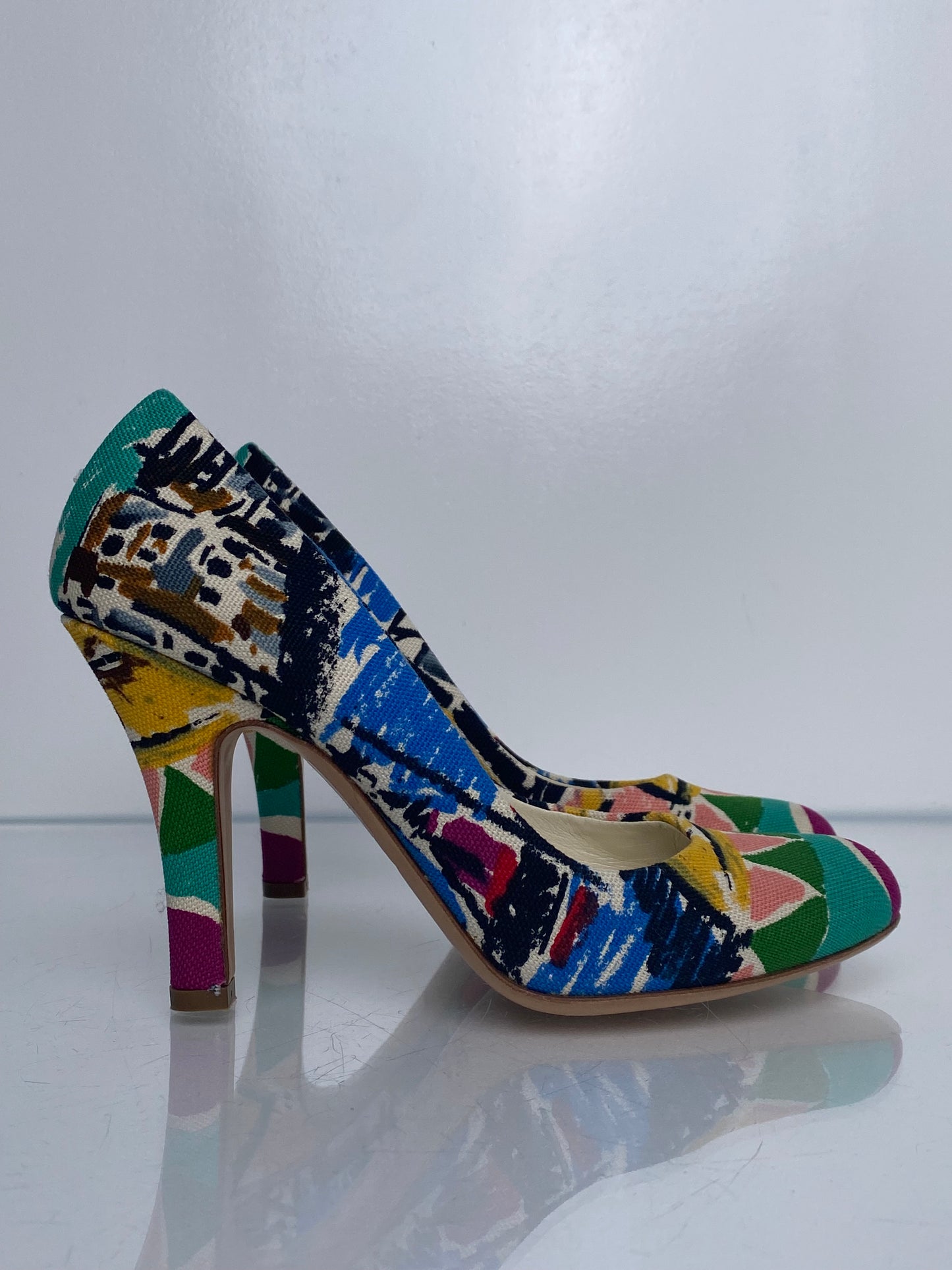 Prada Multicolor Canvas Heels, 36