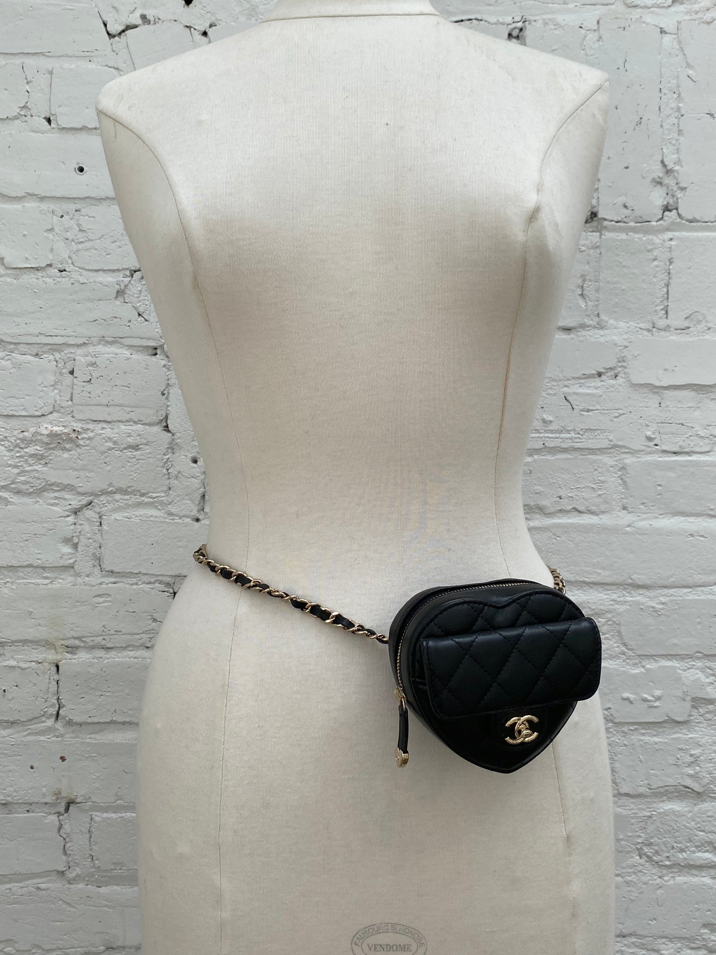 Chanel Black Mini CC In Love Quilted Lambskin Heart Bum Bag GHW