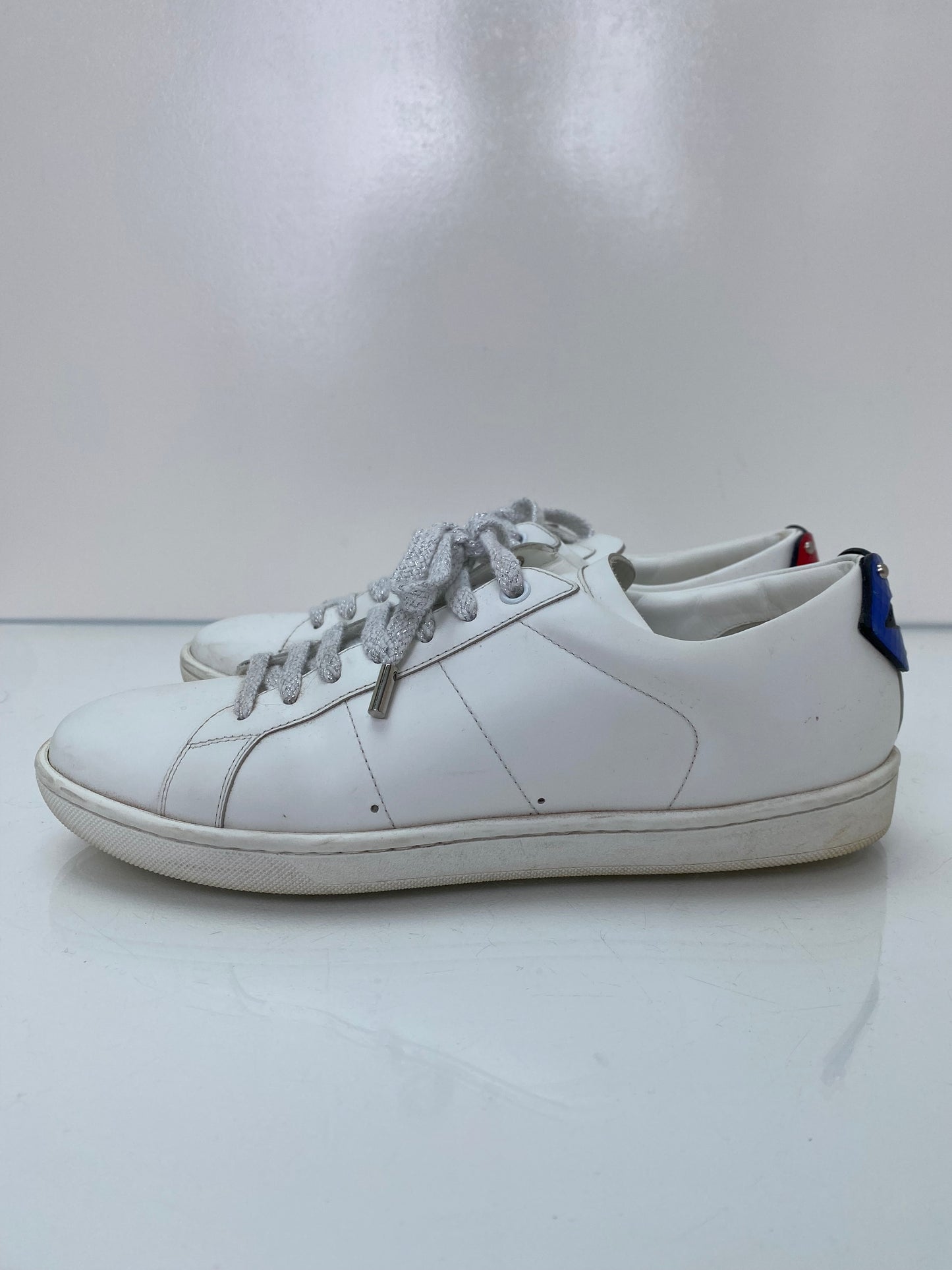 Saint Laurent White, Red, & Blue Sneakers, 38.5