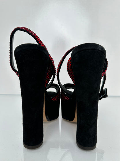 Giuseppe Zanotti Red Jeweled Heels, 37