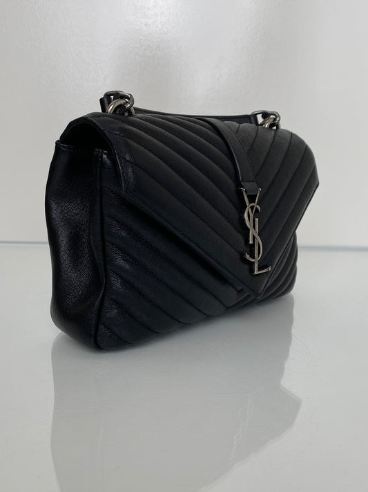 Saint Laurent Black Chevron College Tophandle Bag RHW