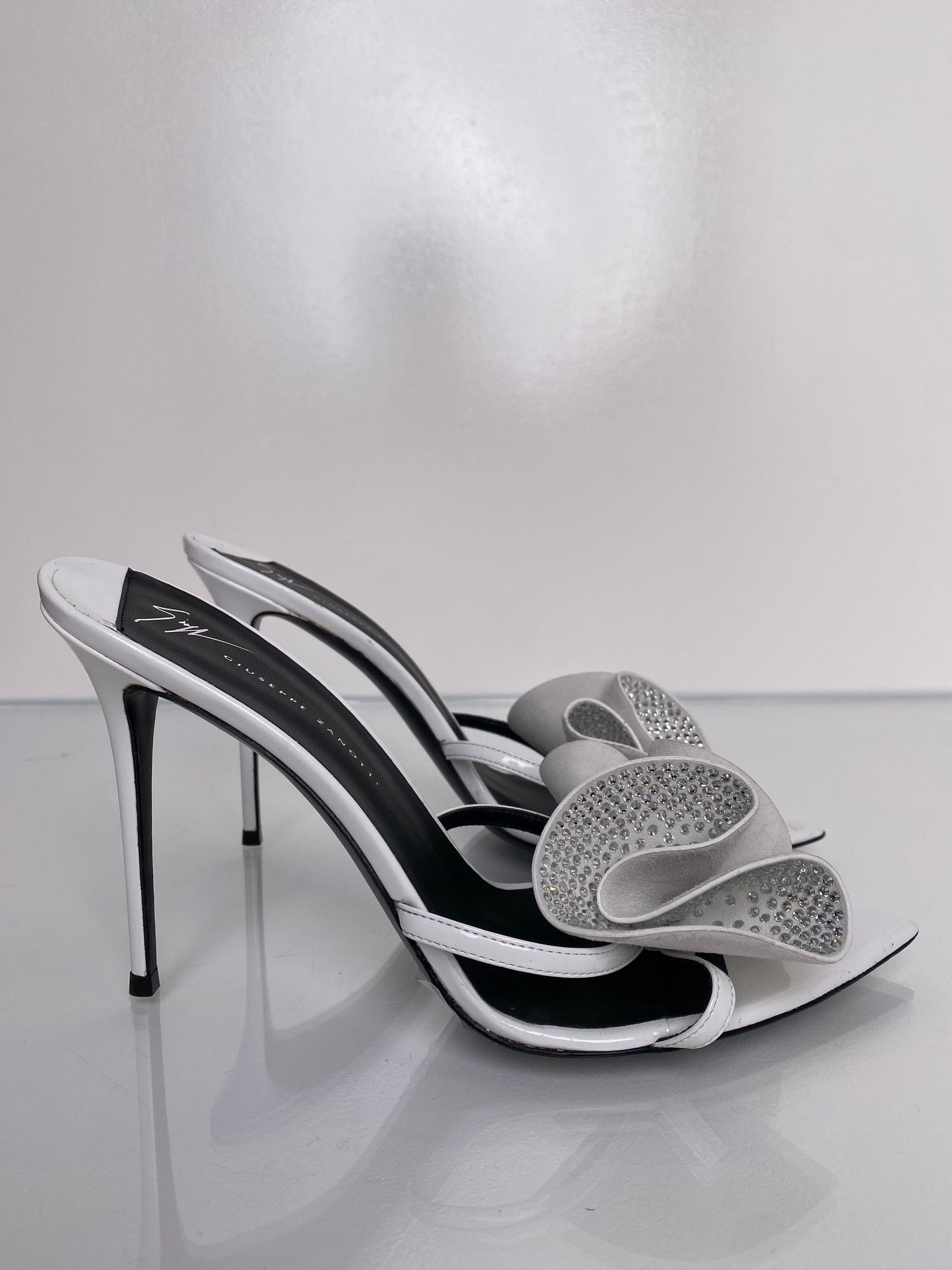 Giuseppe Zanotti White Rhinestone Heels,42