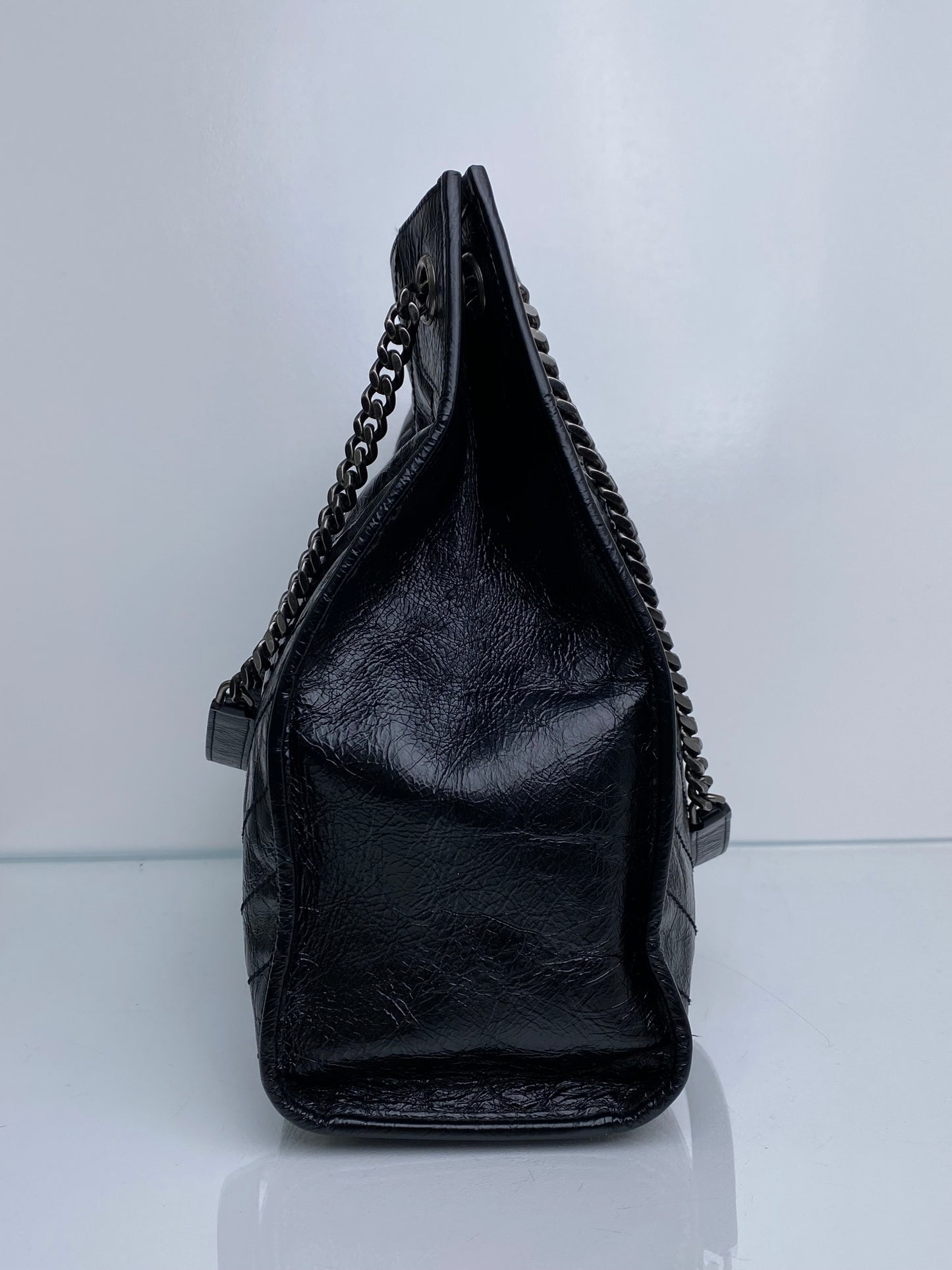 Saint Laurent Niki Shopping Tote Black Crinkle Calfskin