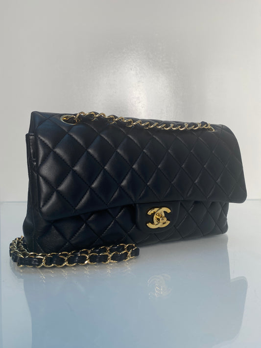 Chanel Medium Double Flap Black Lambskin GHW #23