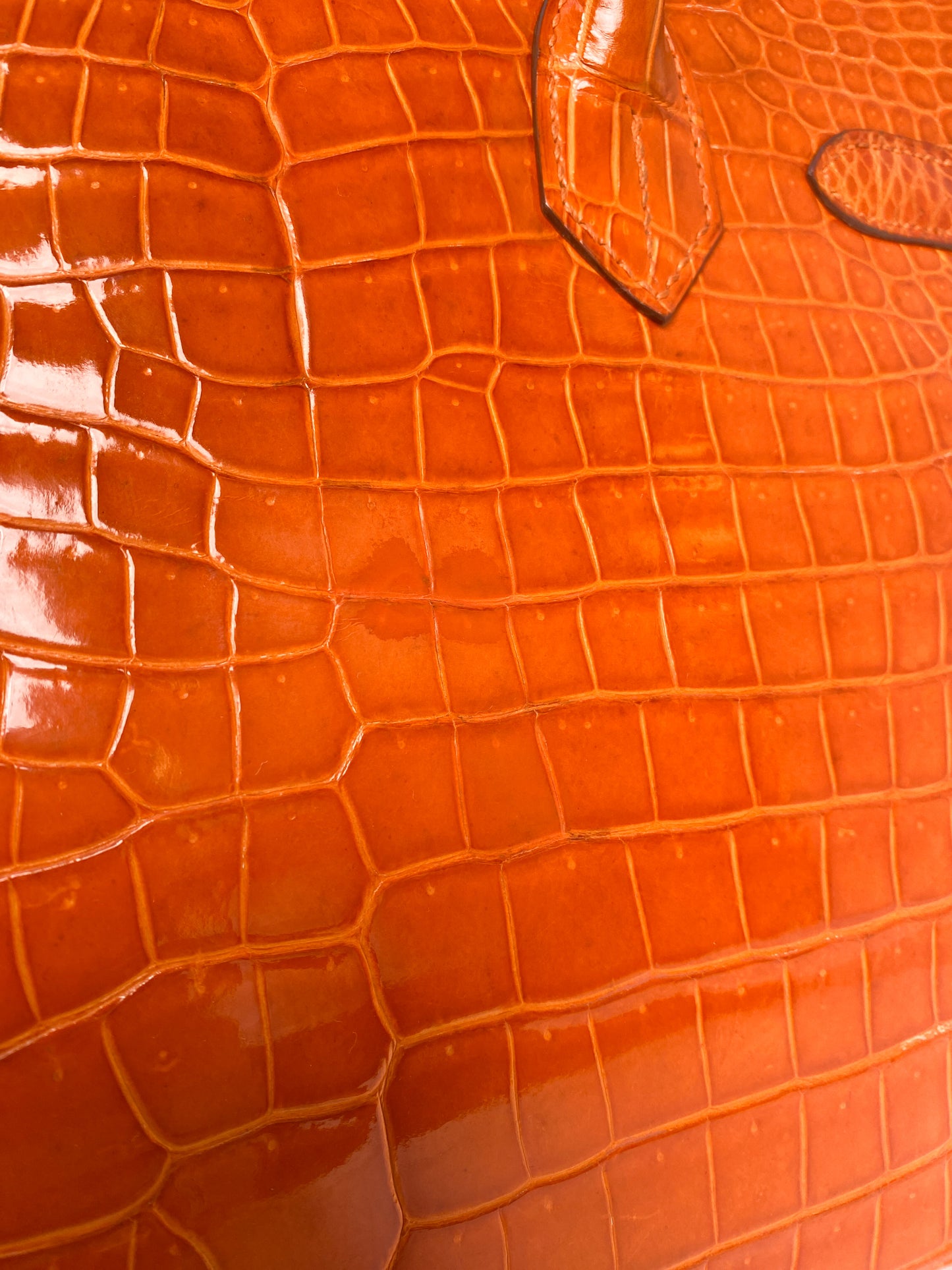 Hermes Birkin 30 Shiny Porosus Orange PHW #L