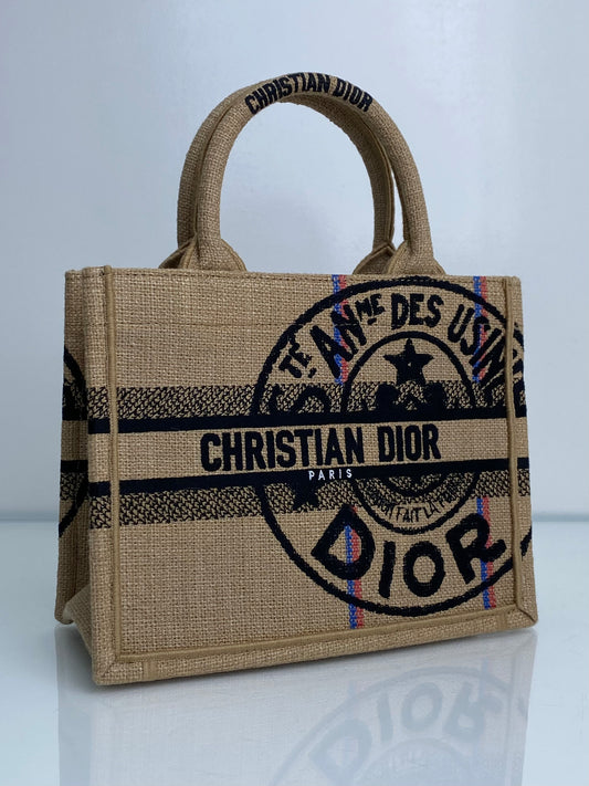 Christian Dior Jute Small Logo Book Tote