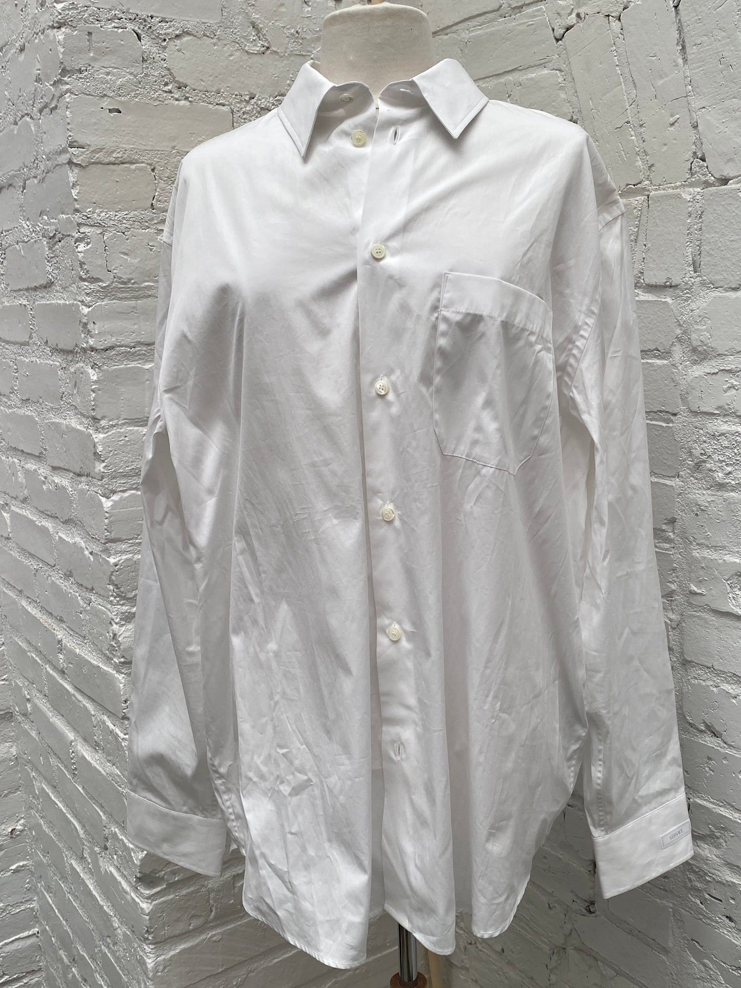 Versace White Shoulder Detail Button Down, 56