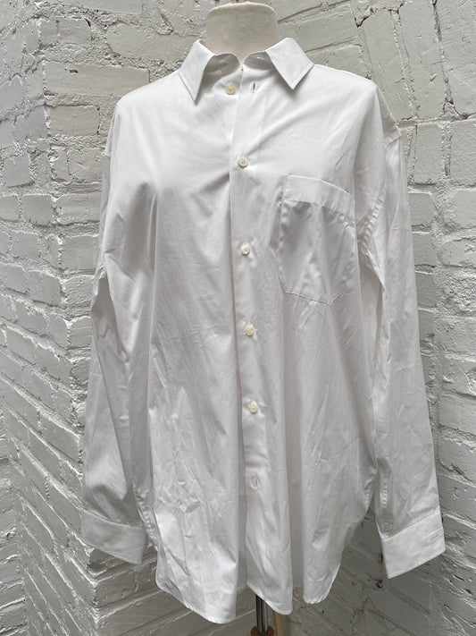 Versace White Shoulder Detail Button Down, 56