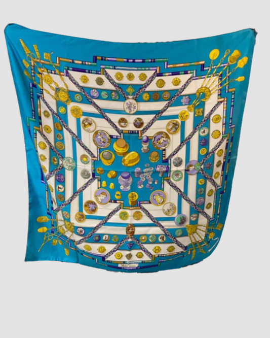 Hermes Blue Portrait Scarf