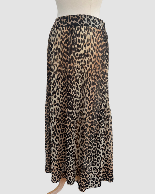 Ganni Leopard Sheer Maxi Skirt