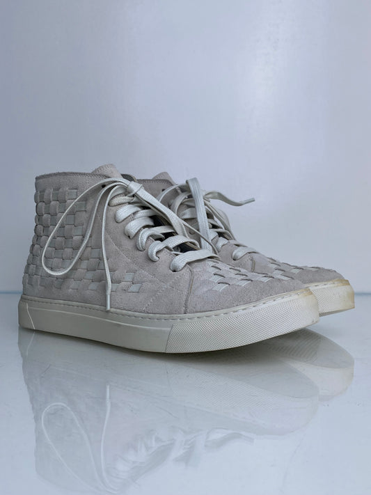 Marc Jacobs Men’s White & Gray Suede High Top Sneakers, 12