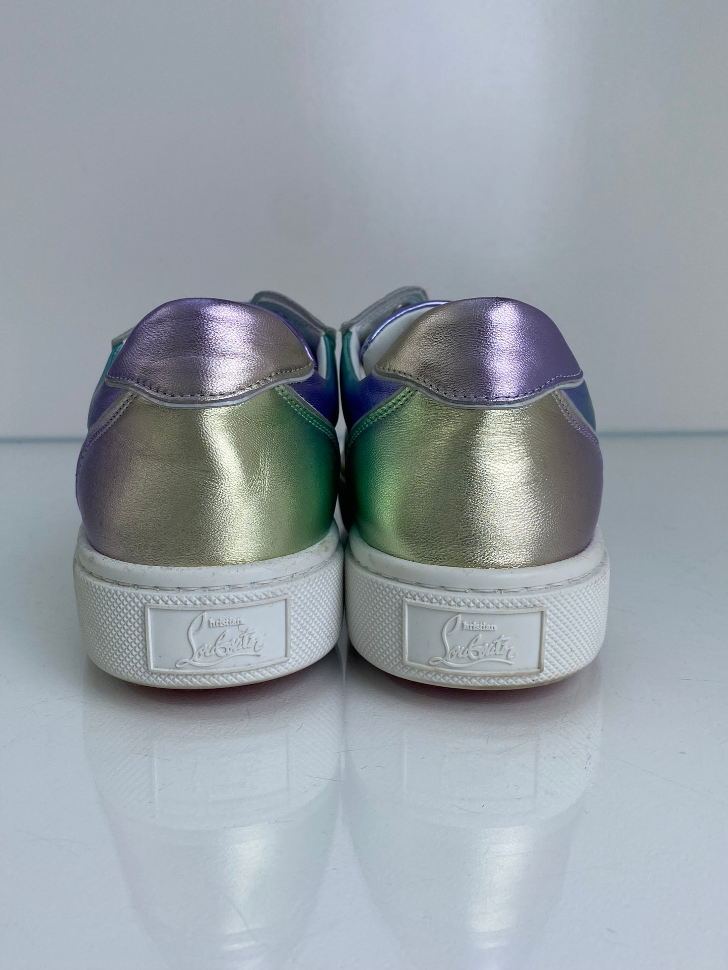 Christian Louboutin Green & Purple Metallic Vieririssima Sneakers, 39.5
