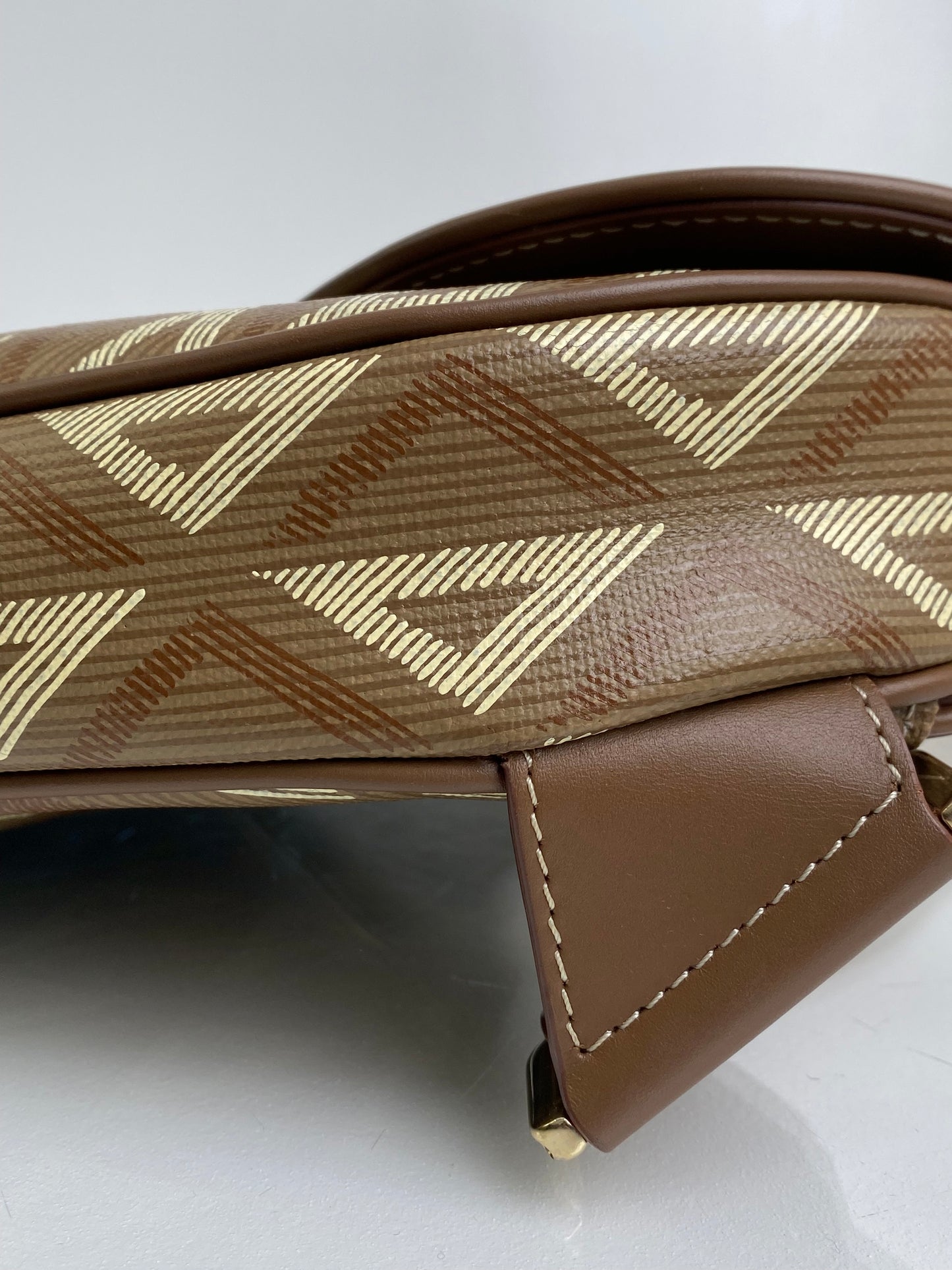 Christian Dior Diamond Logo Canvas Saddle Bag Taupe