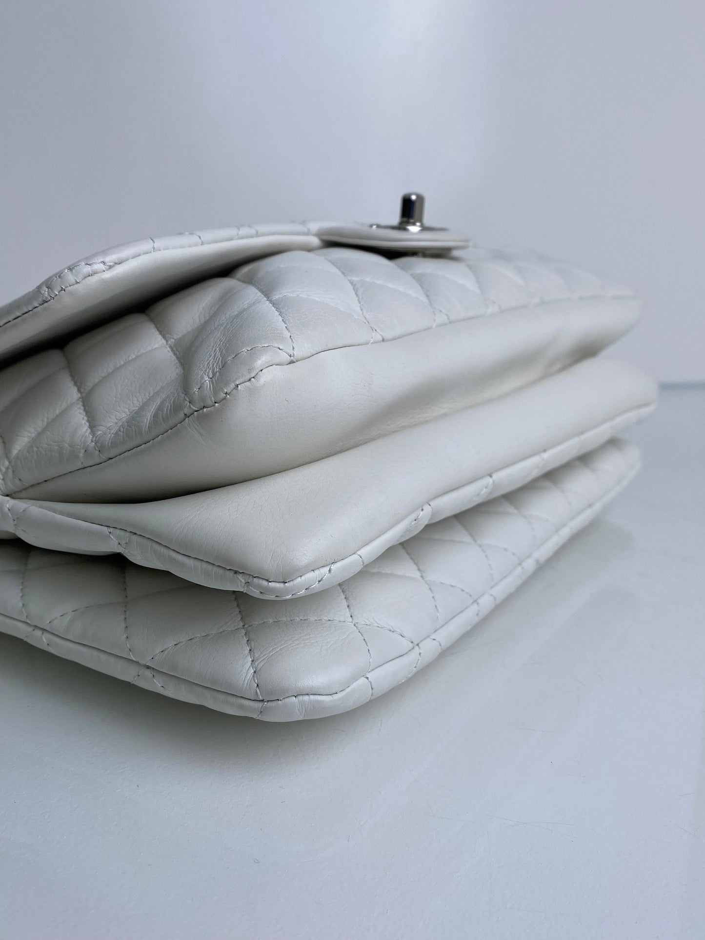 Chanel White Quilted Calfskin Triple Flap Bag SHW #19