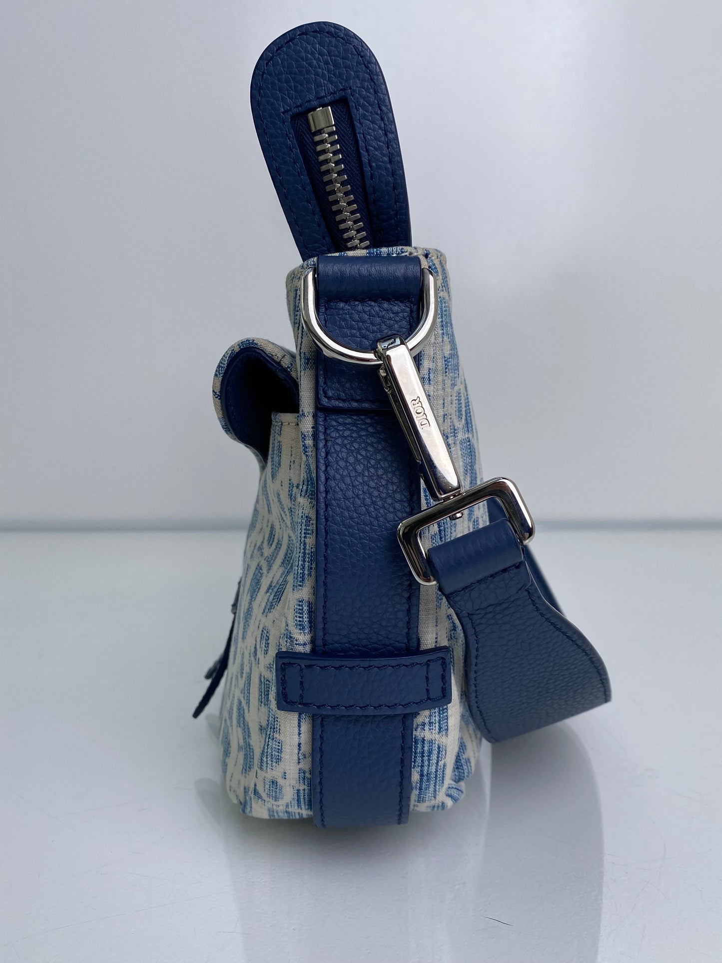 Dior Blue Oblique Kasuri Saddle Bag SHW