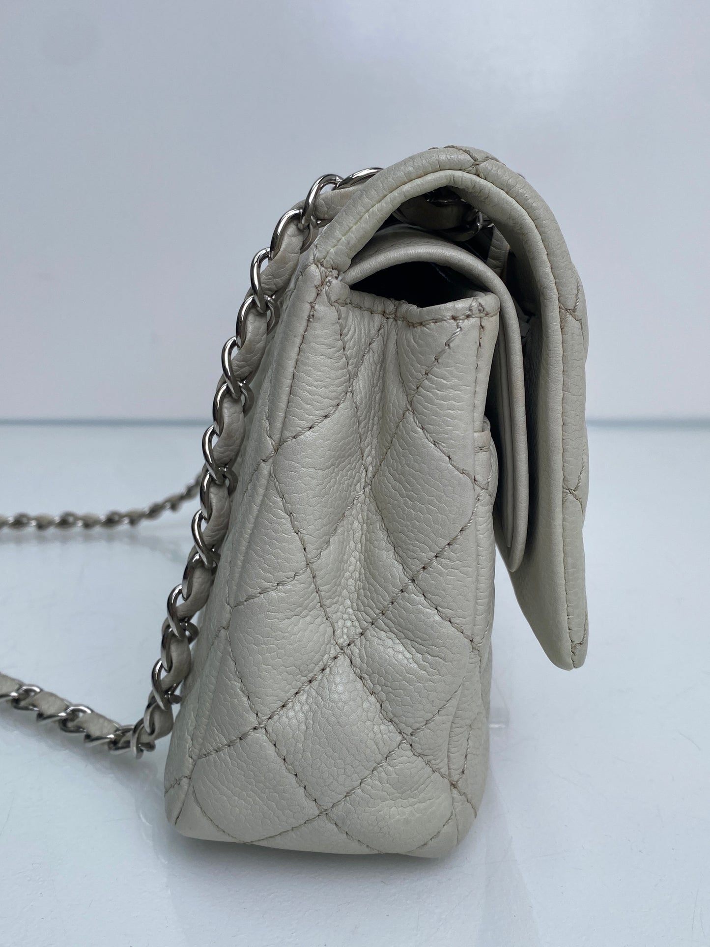 Chanel Ivory Medium Caviar Classic Double Flap SHW