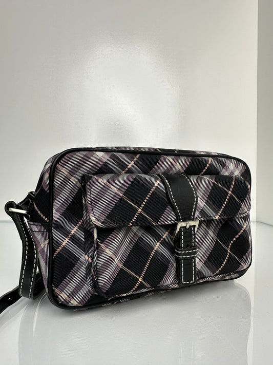 Burberry Tartan Black & Purple Camera Bag