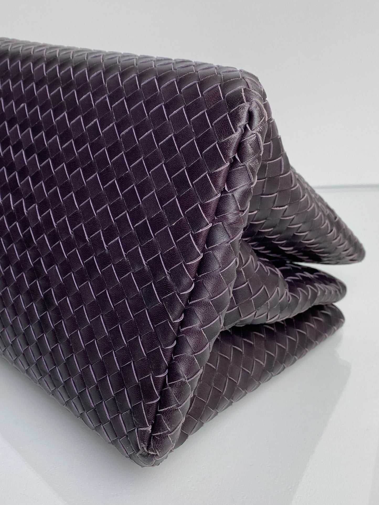 Bottega Veneta Dark Eggplant/Brown Intrecciato Roma Tote Bag GHW