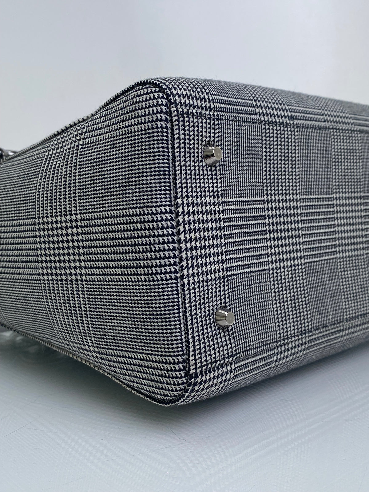 Christian Dior Grey Houndstooth & Black Patent Lady Dior Bag SHW