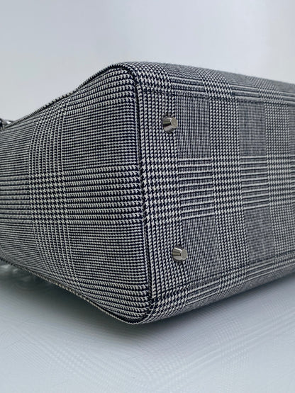Christian Dior Grey Houndstooth & Black Patent Lady Dior Bag SHW