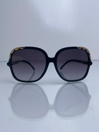 Chloe Black & Gold Scallop Square Sunglasses
