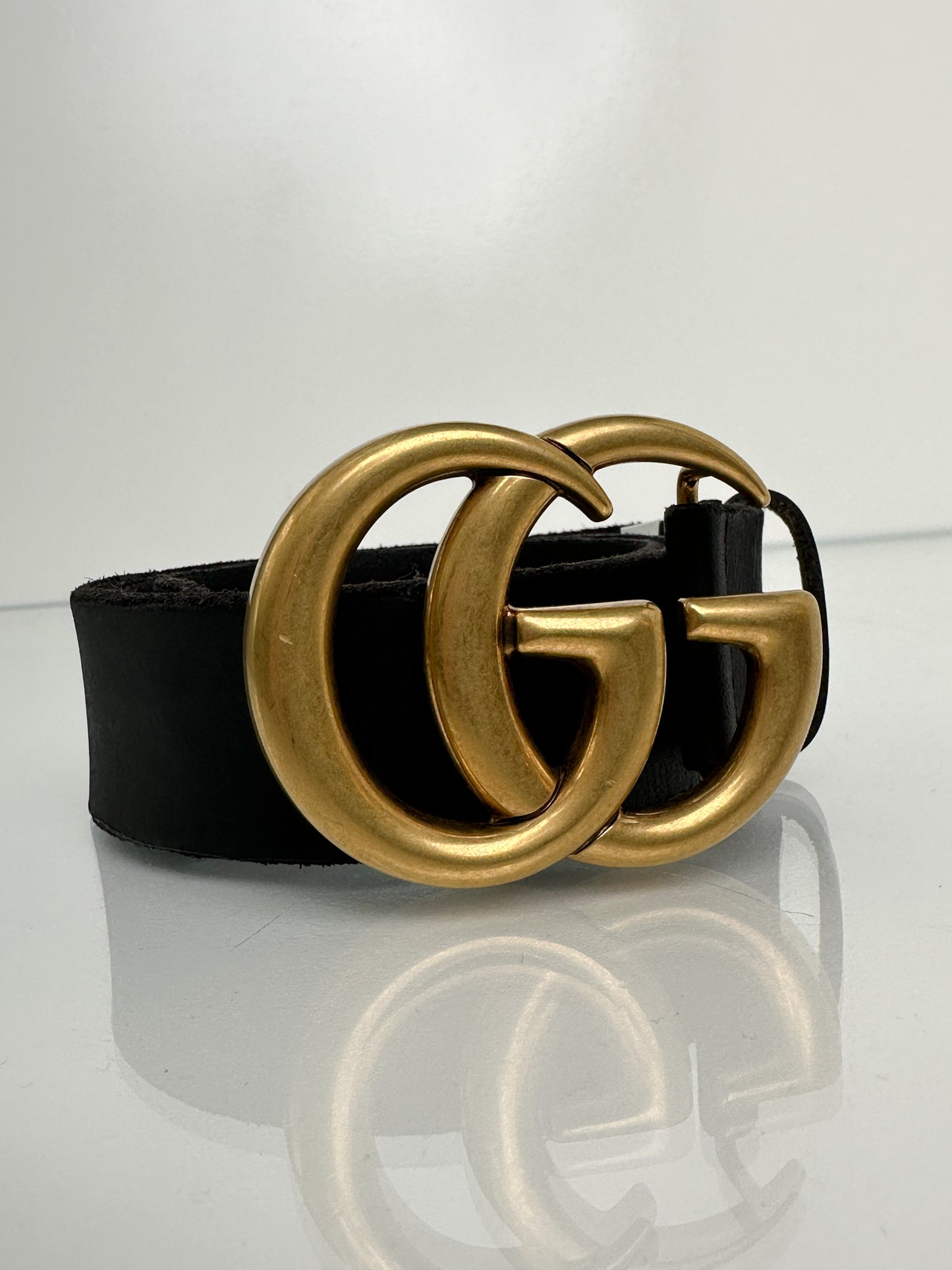 Gucci Black Leather GG Belt, 75