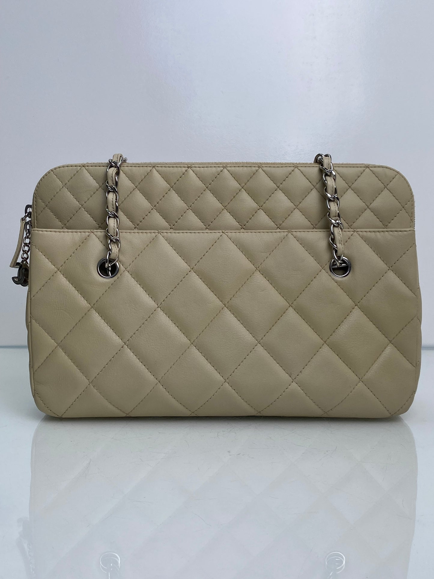 Chanel Light Beige CC Quilted Tote SHW #15
