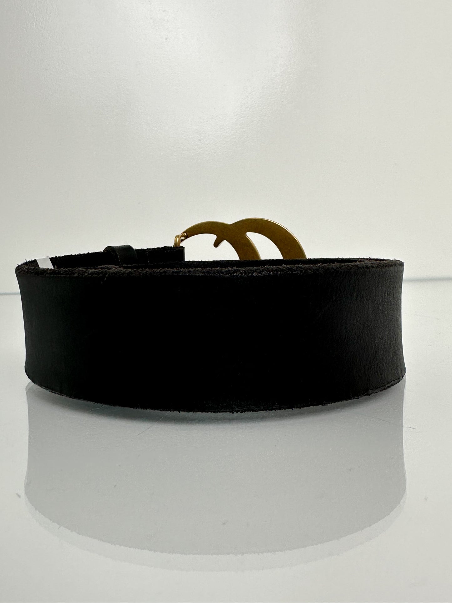 Gucci Black Leather GG Belt, 75