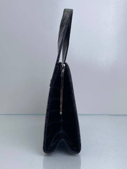 Gucci Vintage Black Crocodile Shoulder Bag SHW