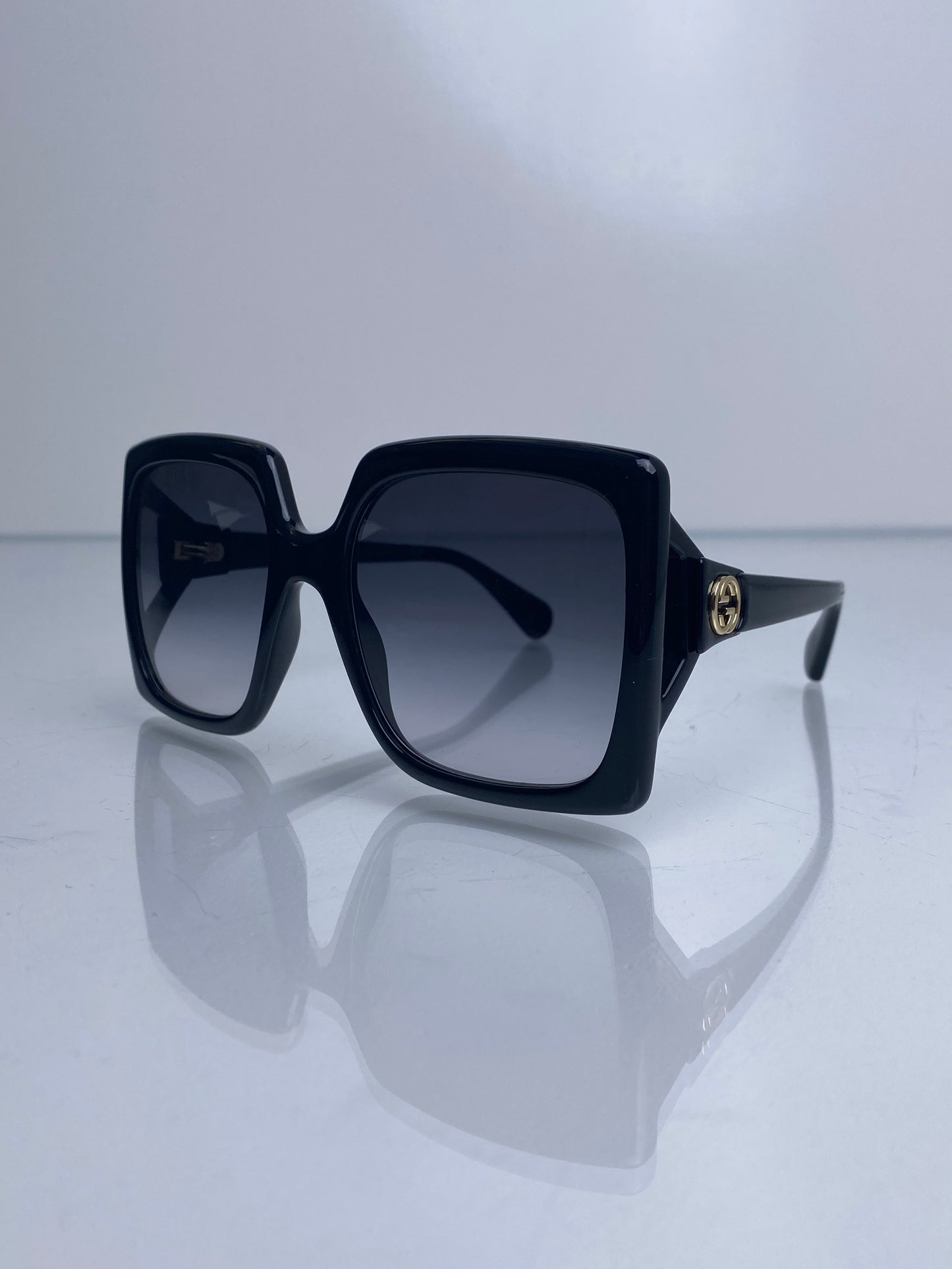 Gucci Black Square GG Oversized Sunglasses GHW