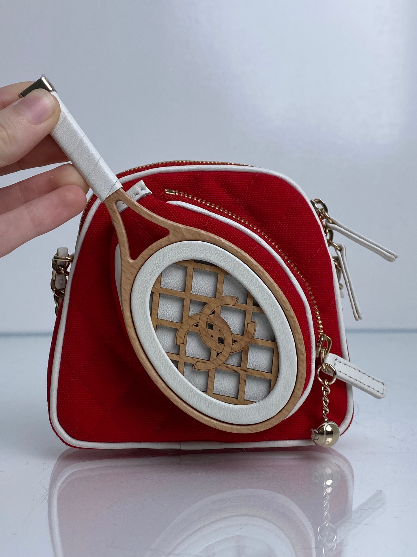 Chanel Tennis Red Mini Chain w/ Mirror GHW