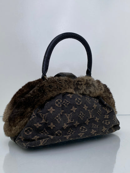 Louis Vuitton Vintage Black Denim, Fur, & Exotic Demi - Lune Bag TTHW