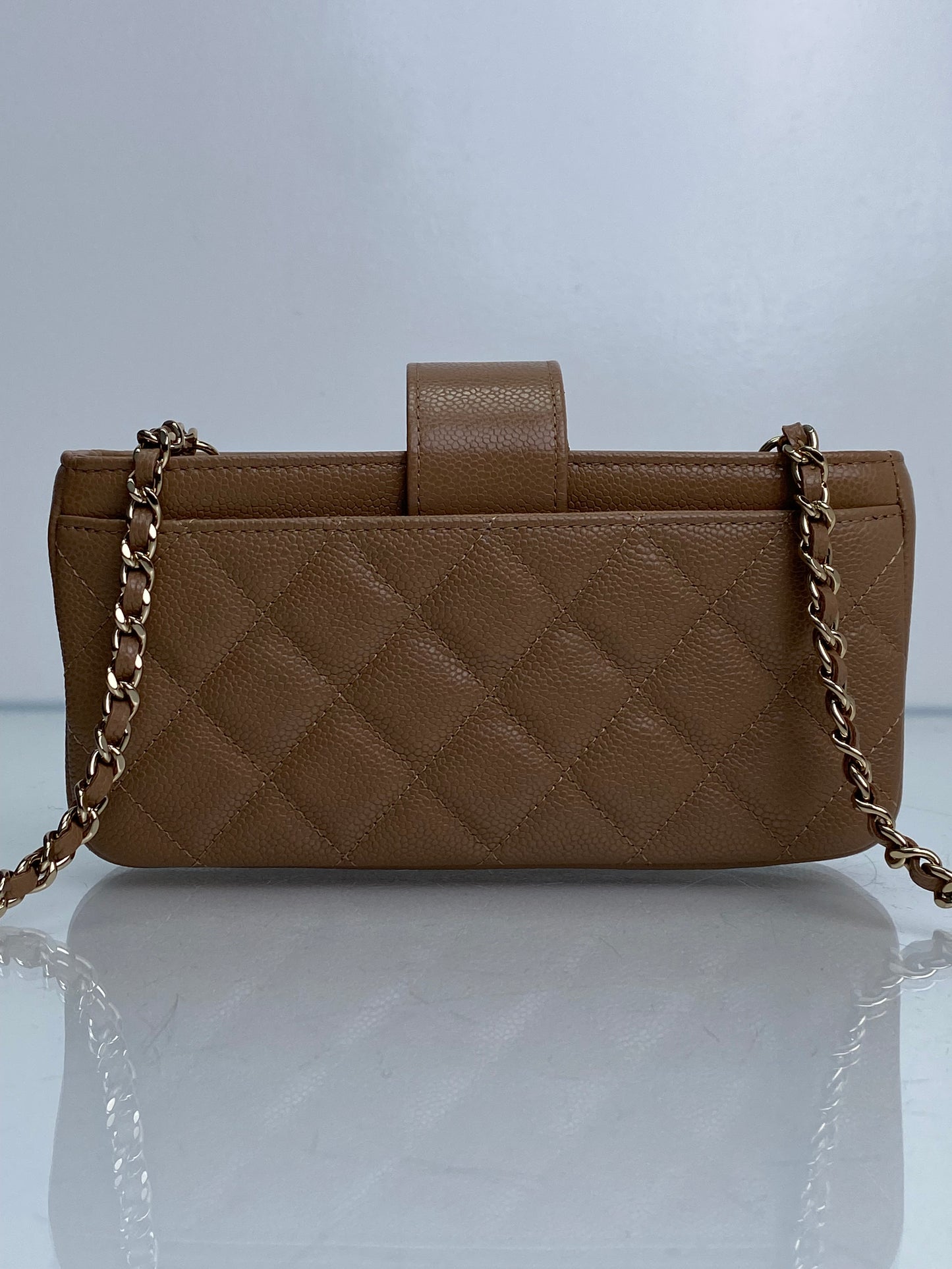 Chanel Quilted Beige O-Phone Holder Caviar LGHW