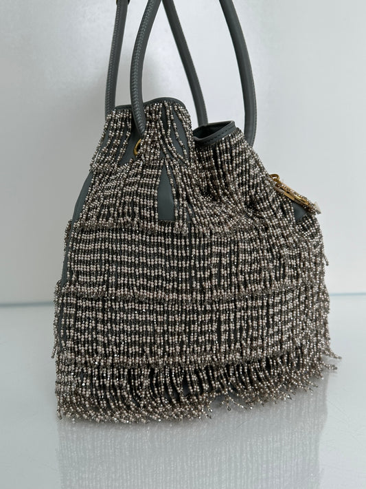 Dior Gris & Crystal Tassel New Line A M Lambskin Bag GHW