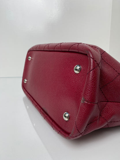 Chanel Burgundy & Black Quilted Tote Bag SHW