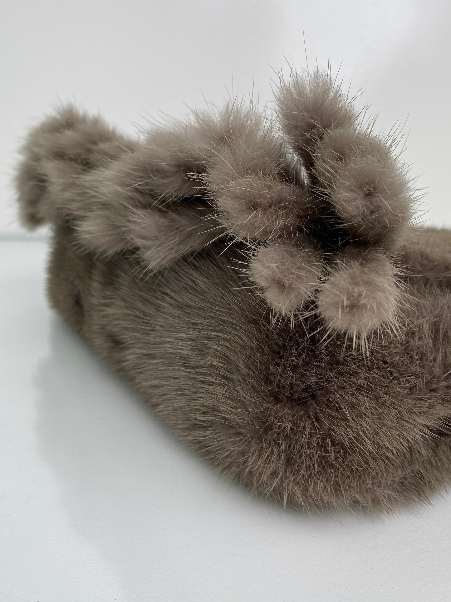 Fendi Grey Mink Fringe Baguette Bag GHW