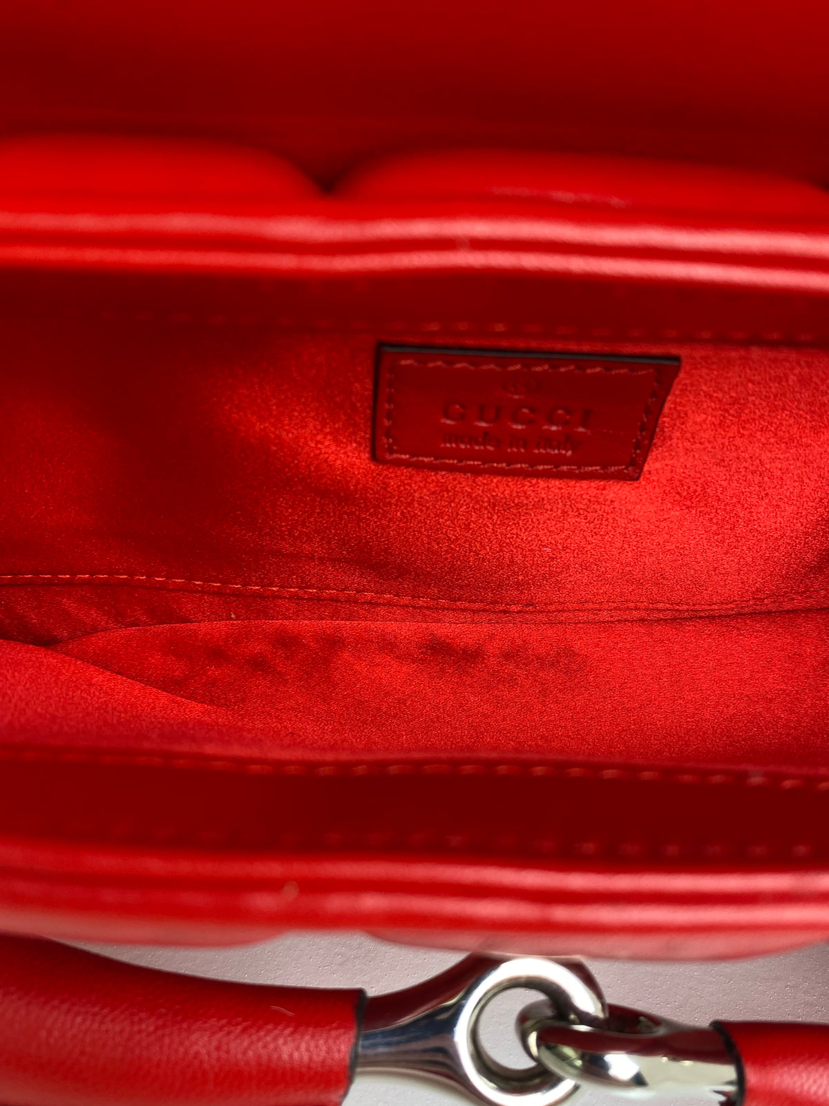 Gucci Red Napa Vertical Horsebit Clutch Bag SHW