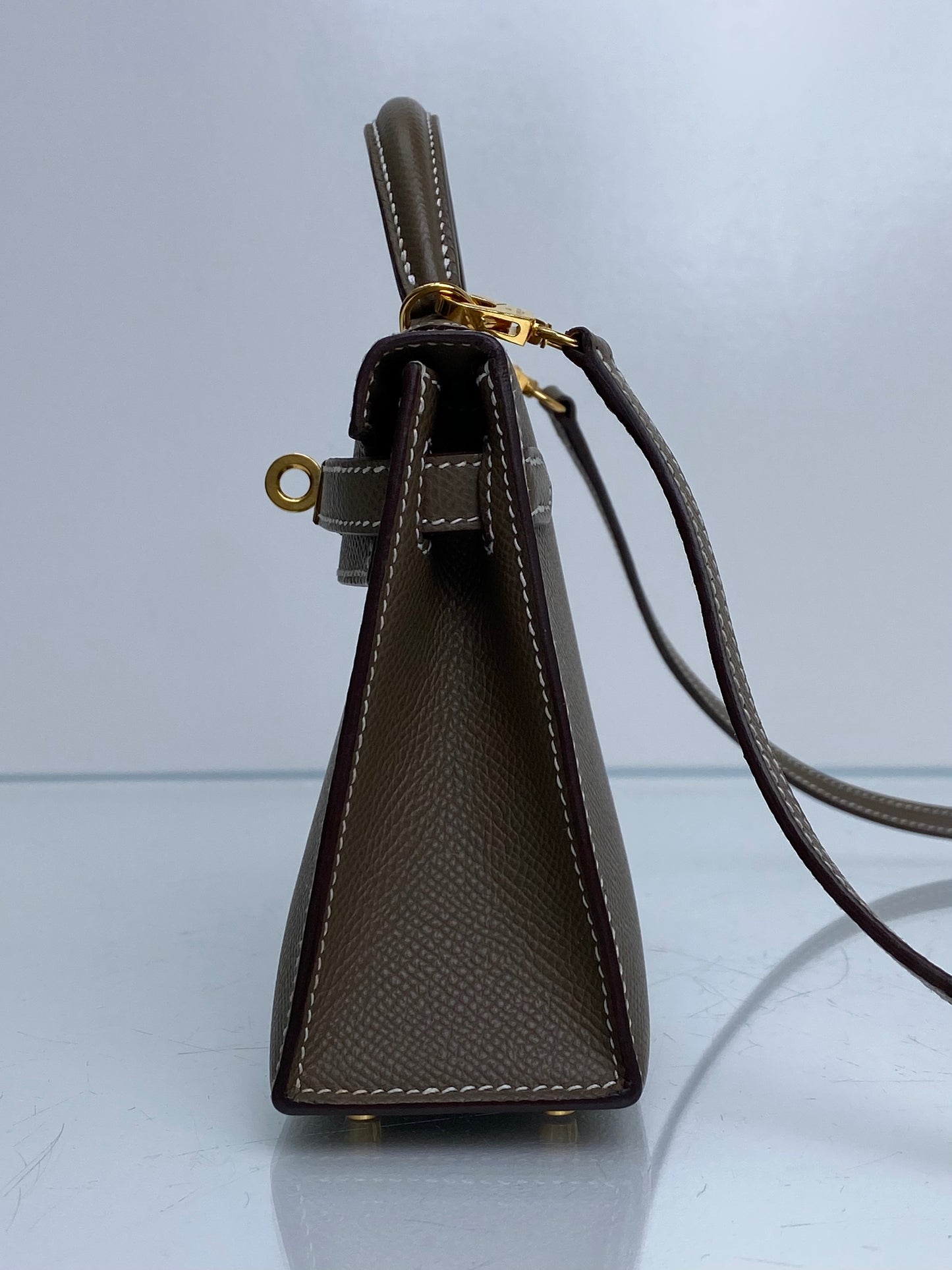 Hermes Mini Kelly Sellier Etoupe Epsom GHW #Y