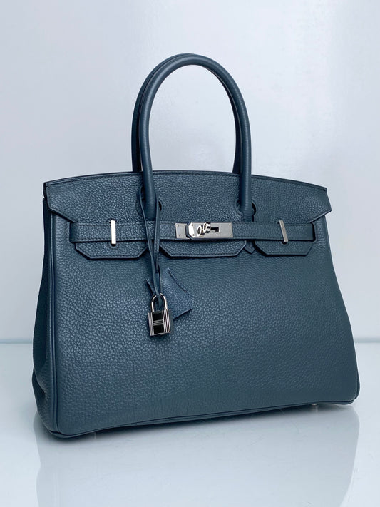 Hermes Birkin 30 Bleu Orage Togo PHW #Q